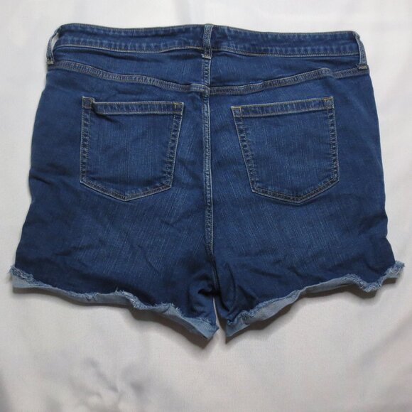 TORRID womens SHORTS denim JEAN blue HIGH WAIST button-fly FRAYED SIZE 18 - Picture 6 of 10
